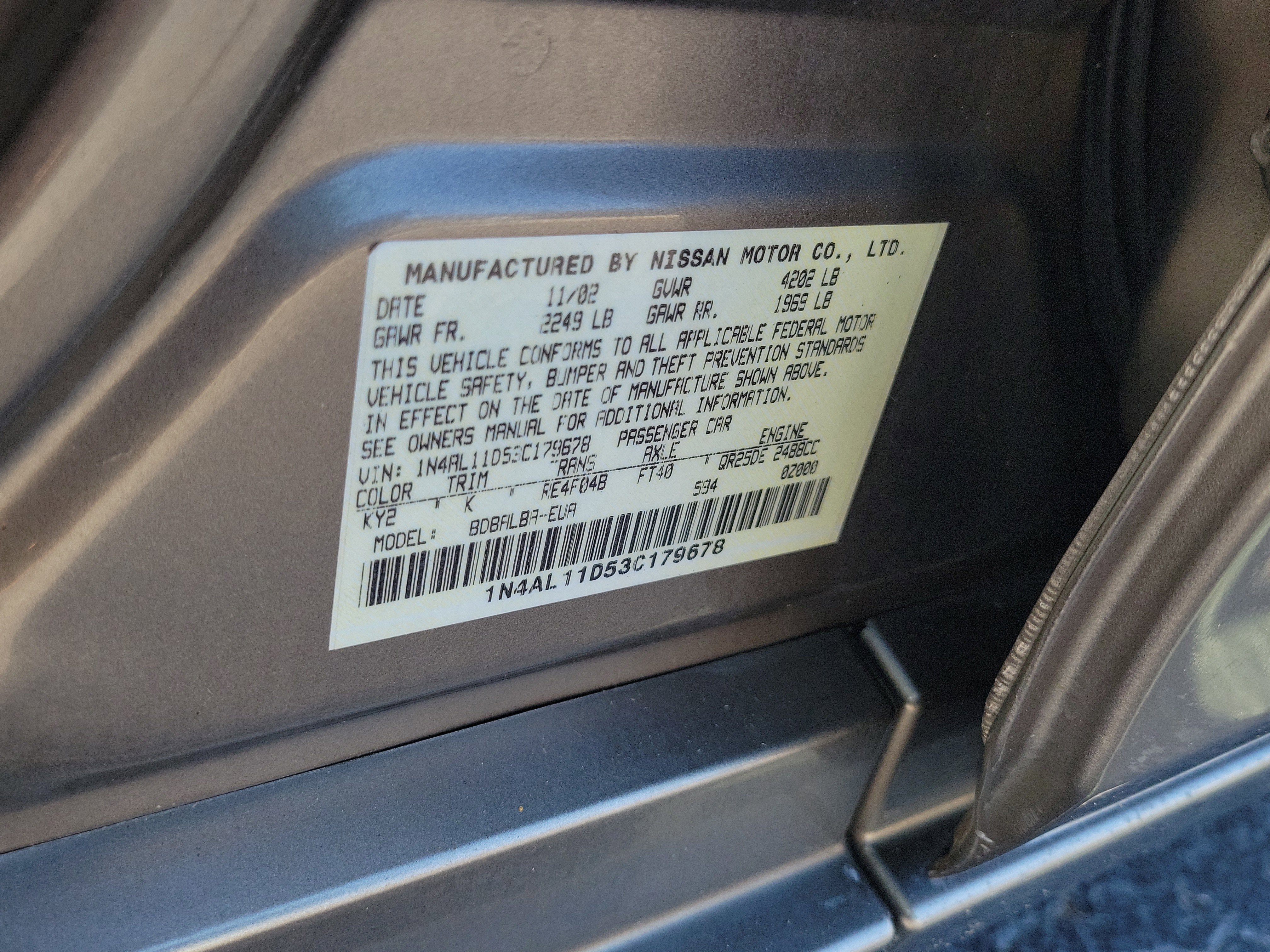 2003 Nissan Altima S