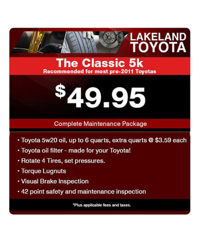 Toyota Service & Parts Specials in Lakeland | Lakeland Toyota
